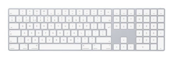 Apple Magic w/ Numeric Keypad keyboard Universal Bluetooth QWERTY UK English Silver, White