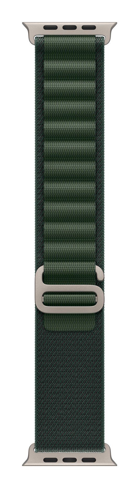 Apple 49mm Dark Green Alpine Loop - Large - Natural Titanium Finish - Image 1