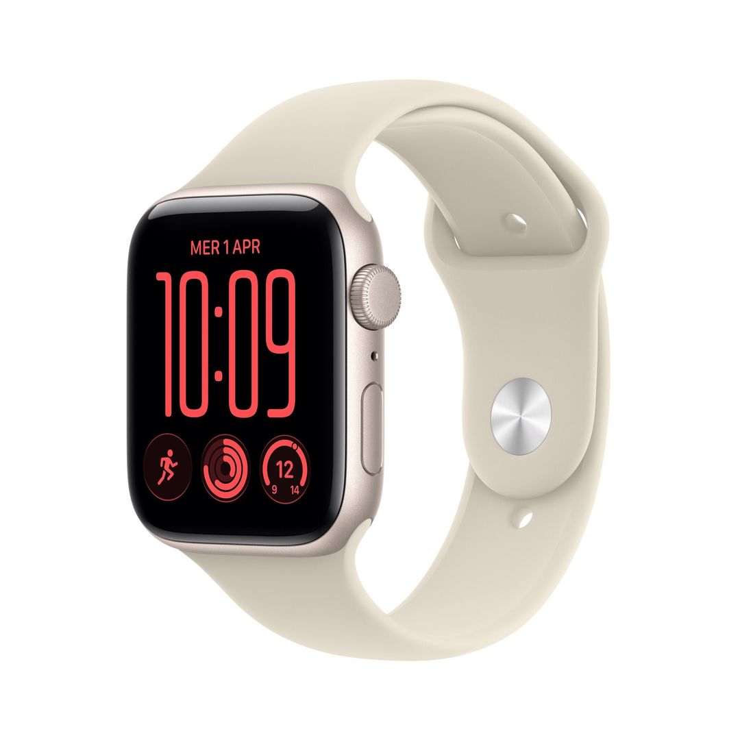 Apple Watch SE (3nd generation) SE 3 GPS 44mm Starlight Aluminium Case with Sand Sport Band - M/L - Image 1