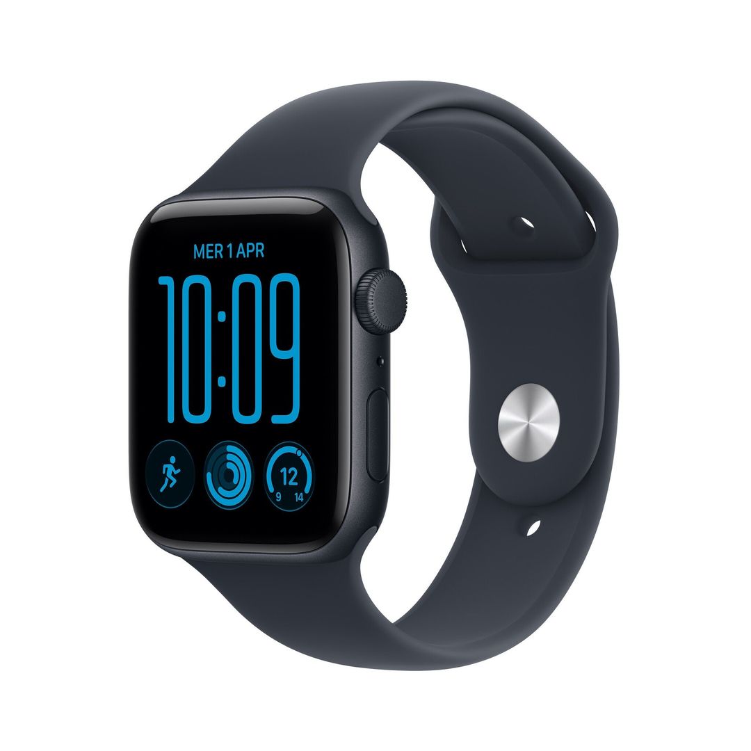 Apple Watch SE (3nd generation) SE 3 GPS 44mm Midnight Aluminium Case with Navy Blue Sport Band - M/L - Image 1