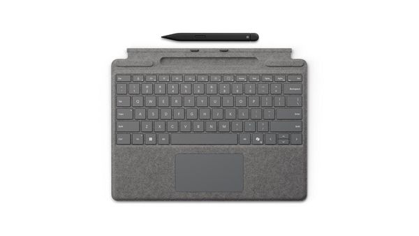 Microsoft Surface Pro Keyboard with Slim Pen for Business AZERTY French Microsoft Cover port Platinum - Thumbnail 2