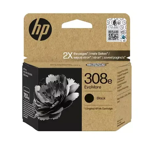 HP 308e EvoMore Black Original Ink Cartridge - Image 1