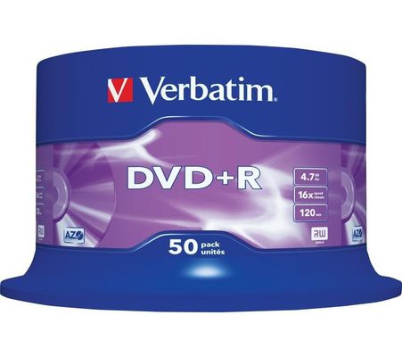 VERBATIM Azo 16x Speed DVD Blank DVDs - Pack of 50, Silver/Grey