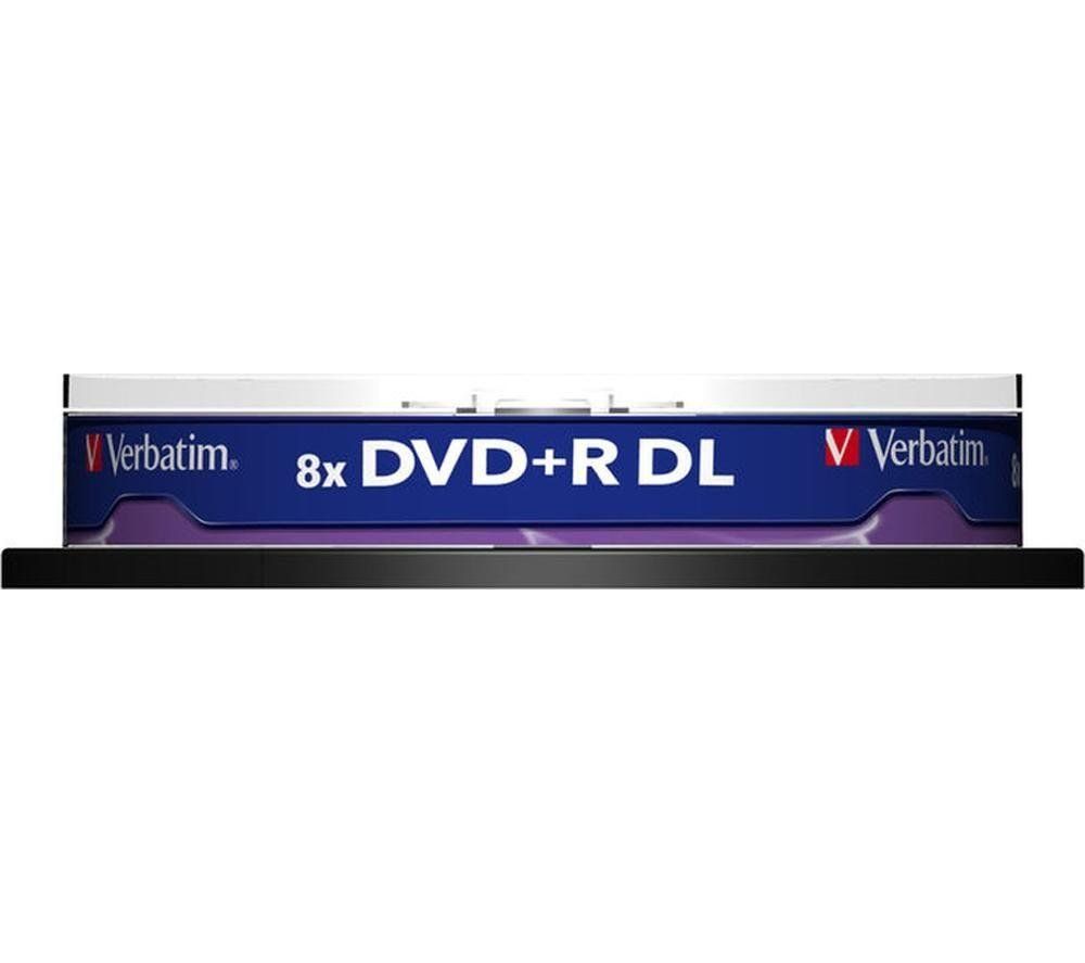 VERBATIM Azo 8x Speed DVD DL Blank DVDs - Pack of 10, Silver/Grey - Image 1
