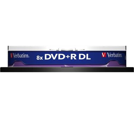 VERBATIM Azo 8x Speed DVD DL Blank DVDs - Pack of 10, Silver/Grey