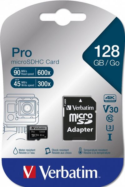 VERBATIM Pro High Performance Class 10 microSDXC Memory Card - 128 GB