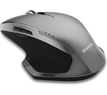 VERBATIM Deluxe Wireless LED Optical Mouse, Silver/Grey,Black