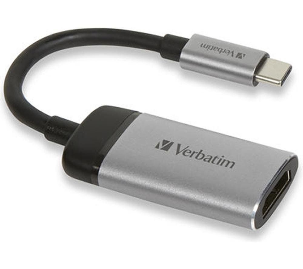 VERBATIM 49143 USB Type-C to HDMI Adapter, Black,Silver/Grey - Image 1