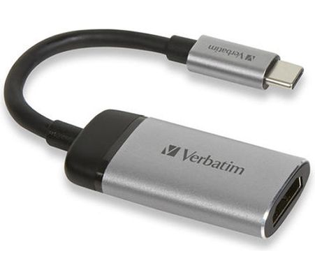 VERBATIM 49143 USB Type-C to HDMI Adapter, Black,Silver/Grey