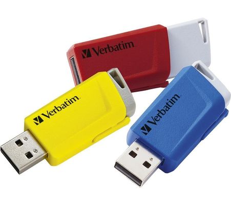 VERBATIM Store 'n' Click USB 3.2 Memory Stick - 16 GB, Pack of 3, Yellow,Blue,Red