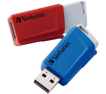 VERBATIM Store 'n' Click USB 3.2 Memory Stick - 32 GB, Pack of 2, Blue,Red
