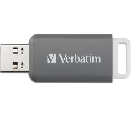 VERBATIM DataBar USB 2.0 Memory Stick - 128 GB, Grey, Silver/Grey