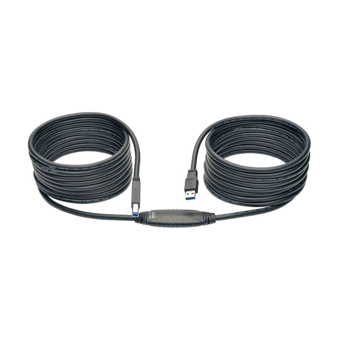 Tripp Lite U328-025 USB 3.0 SuperSpeed Active Repeater Cable (A to B M/M), 25 ft. (7.62 m) - Image 1
