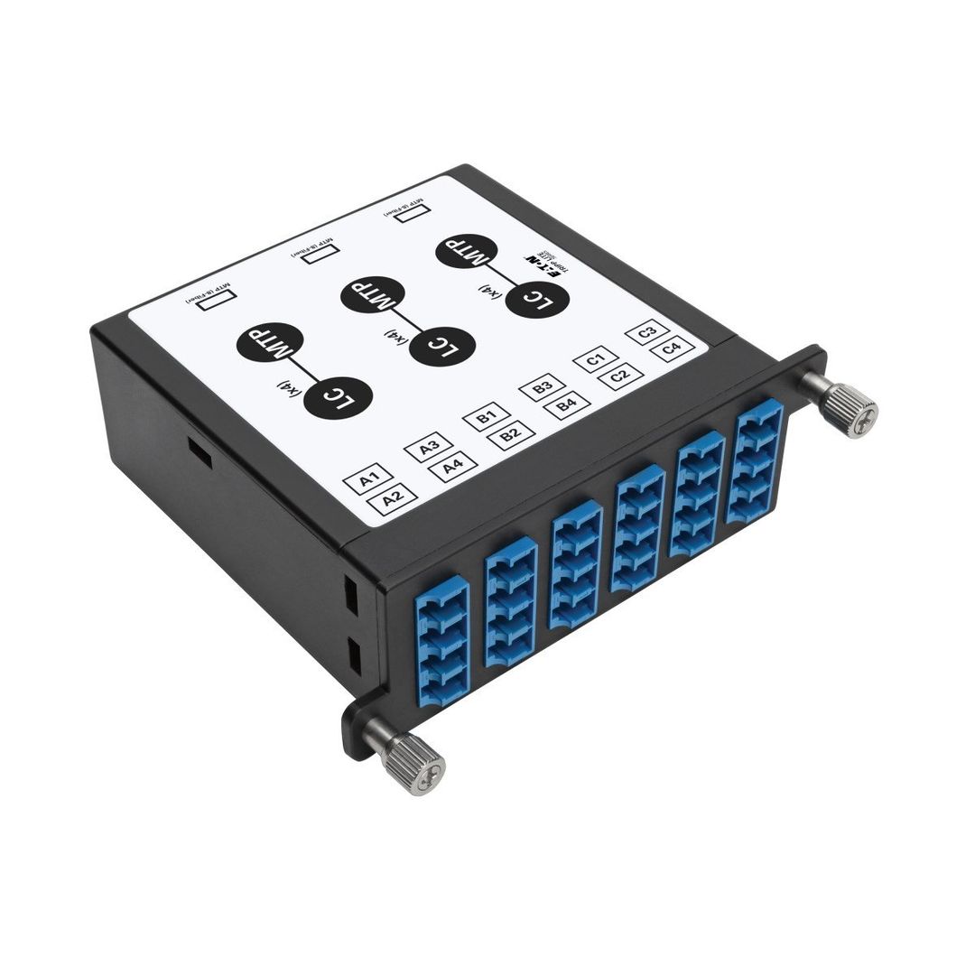 Tripp Lite N484-3M8L12S 40/100Gb Singlemode Fiber Breakout Cassette, 40Gb to 4 x 10Gb, 100Gb to 4 x 25Gb, (x3) 8-Fiber MTP/MPO (APC) to (x12) LC (UPC) Duplex 9/125, N484 Chassis - Image 1