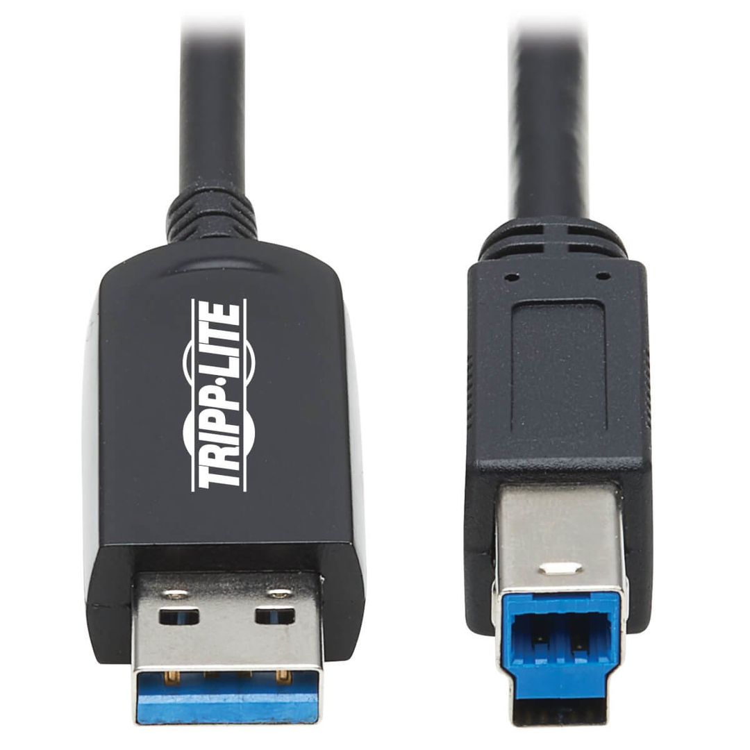 Tripp Lite U328F-20M USB 3.2 Gen 1 Plenum-Rated Fiber Active Optical Cable (AOC) - 5 Gbps, (A to B M/M), Black, 20 m - Image 1