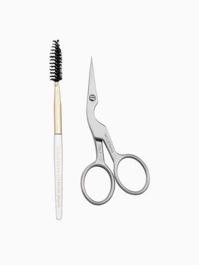Tweezerman Women's Brow Scissors & Brush in Silver