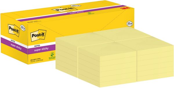 3M 654-SSCY VP24 note paper Square Yellow 90 sheets Self-adhesive