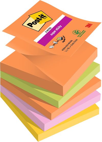 Post-it Super Sticky Z-Notes Boost Colour 76x76mm 90 (Pack of 5) 7100258789