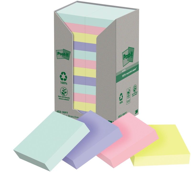 Post-It 653-1RPT self-adhesive label Blue Green Grey 24 pc(s) - Image 1