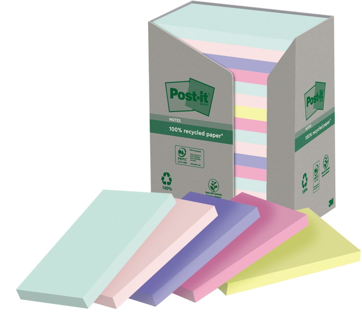 Post-It 655-1RPT note paper Rectangle Multicolour 100 sheets Self-adhesive - Image 1