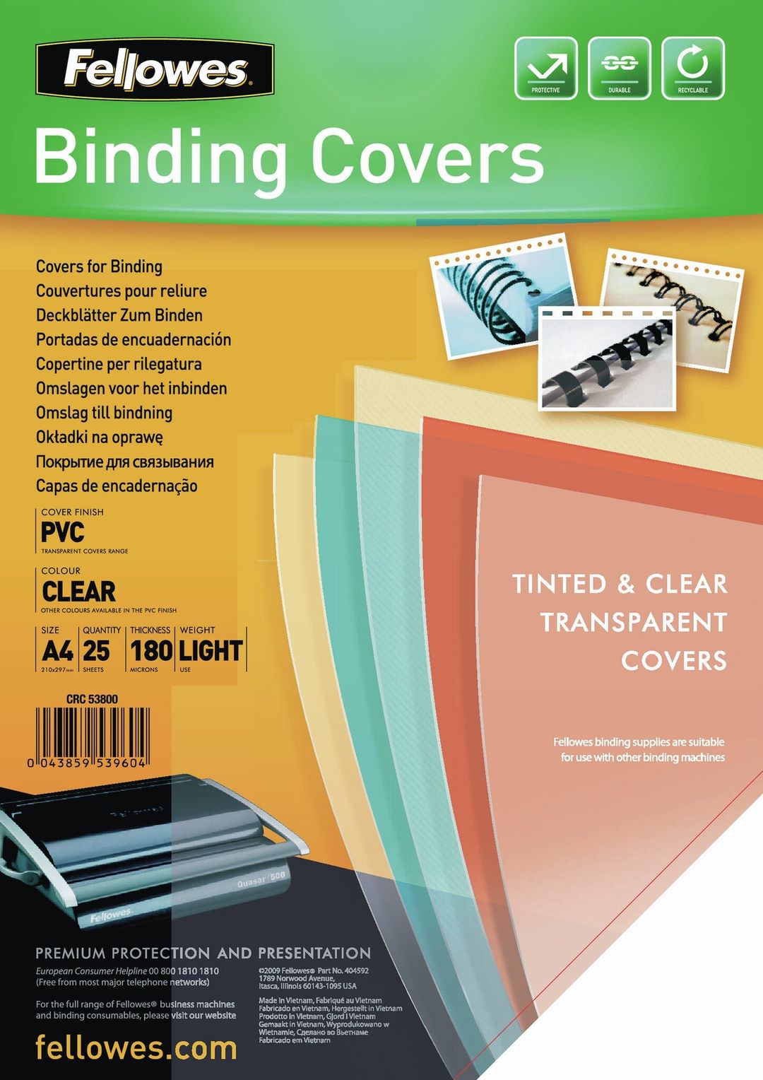 Fellowes 5380001 binding cover A4 PVC Transparent 25 pc(s) - Image 1