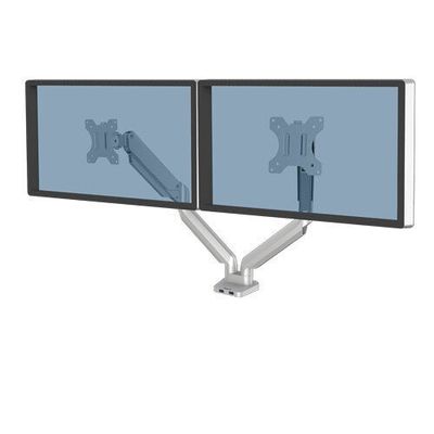 FELLOWES Platinum Series Dual Arm Full Motion 32-40" Monitor Desk Mount - Silver