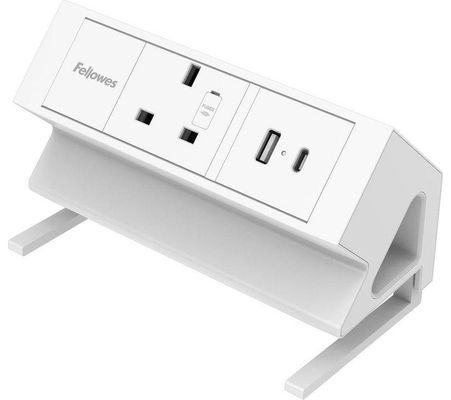 FELLOWES Power Desk Extension Lead with USB 2 m, White