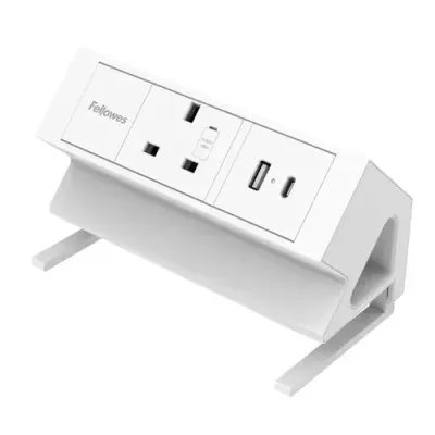 FELLOWES Power Desk Extension Lead with USB 2 m, White - Thumbnail 2