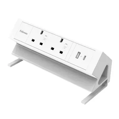FELLOWES Power Desk 2 Extension Lead with USB 2 m, White - Thumbnail 2