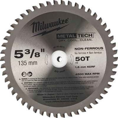 Milwaukee Endurance Aluminium Cutting Circular Saw Blade 135mm 50T 20mm