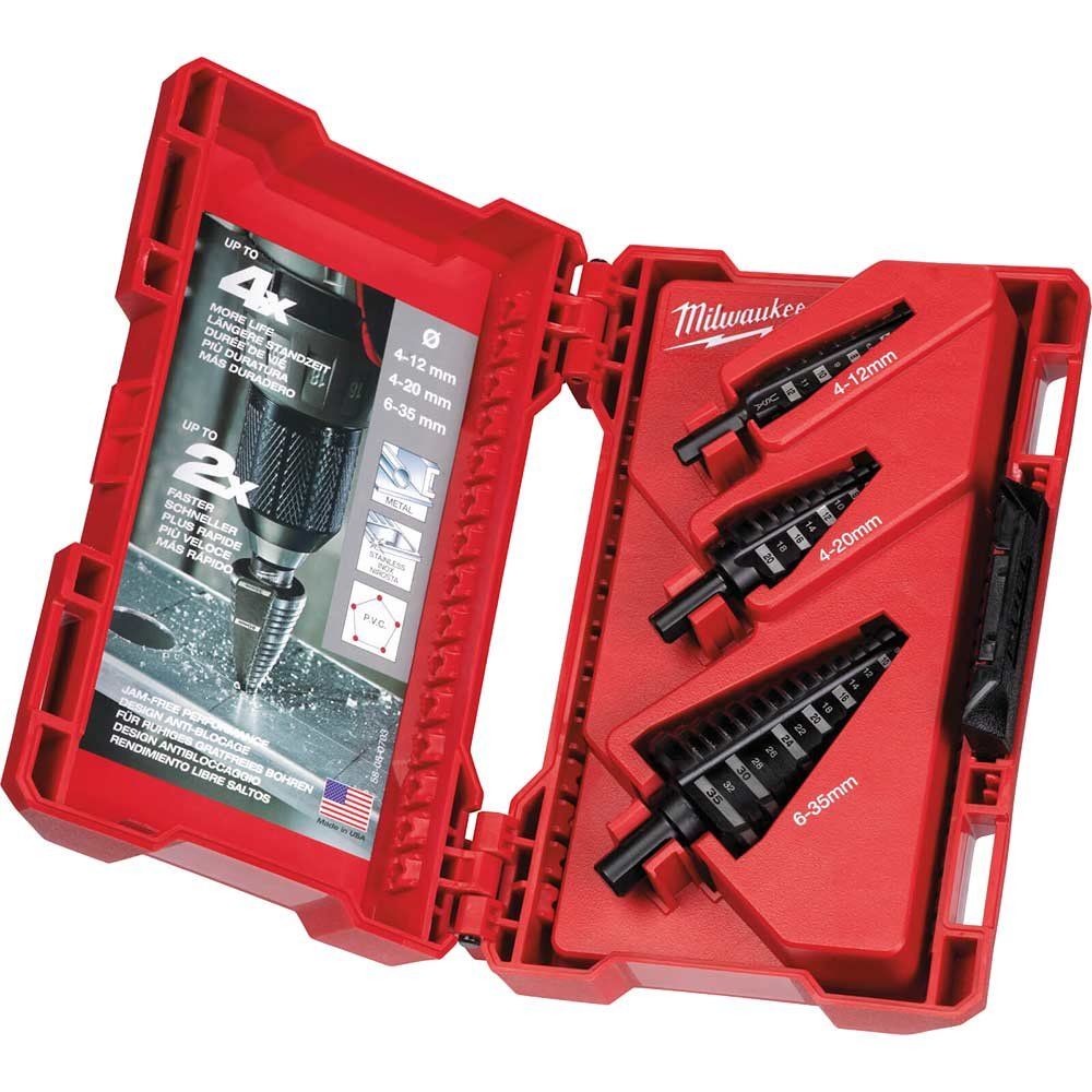 Milwaukee 3 Piece HSS Step Drill Bit Set - Image 1