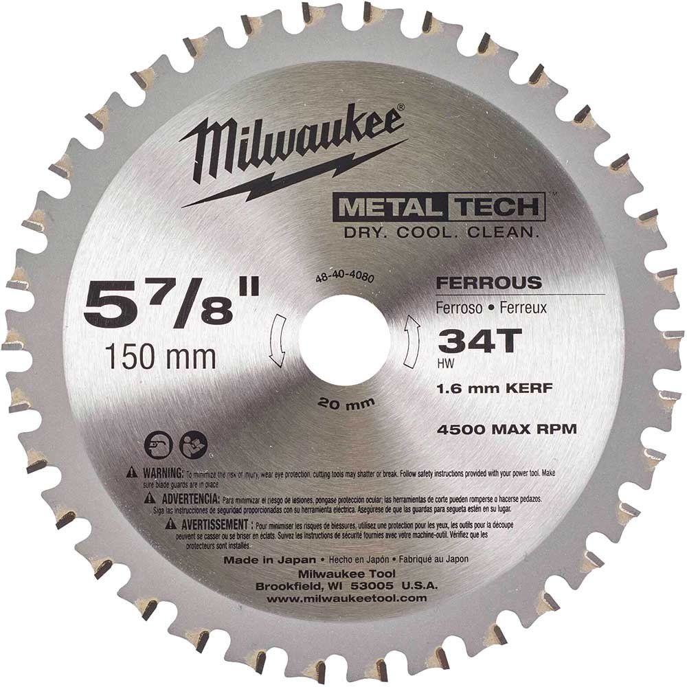 Milwaukee Endurance Metal Steel Cutting Circular Saw Blade 150mm 34T 20mm - Image 1