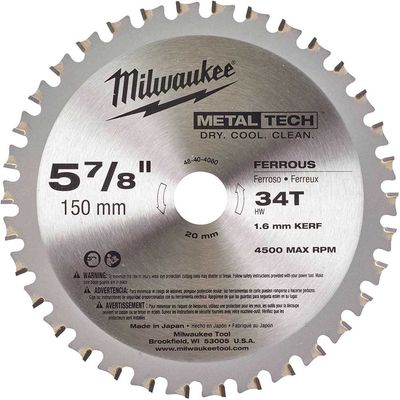 Milwaukee Endurance Metal Steel Cutting Circular Saw Blade 150mm 34T 20mm