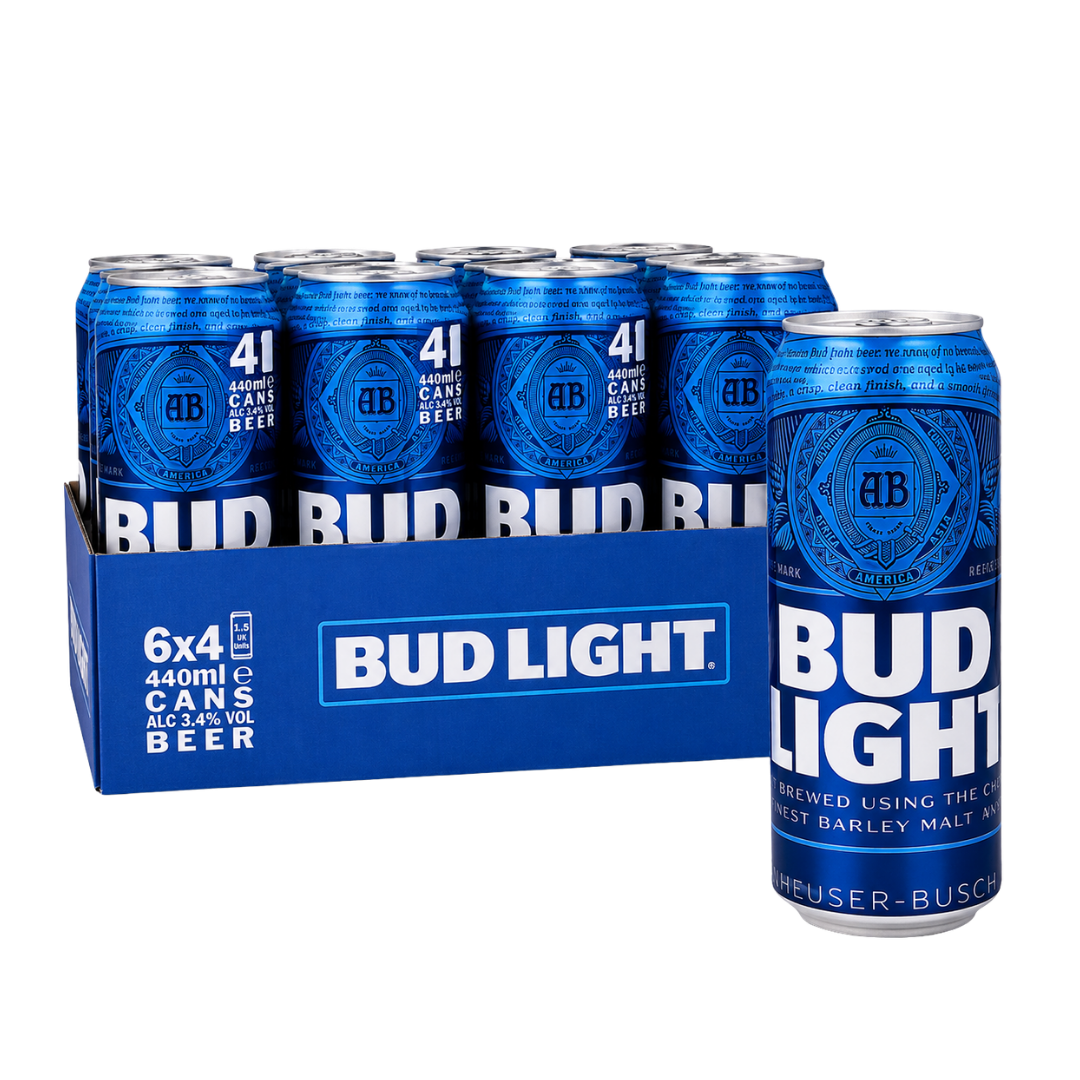 Bud Light lager 3.4% ABV 24 x 440ml - Image 1