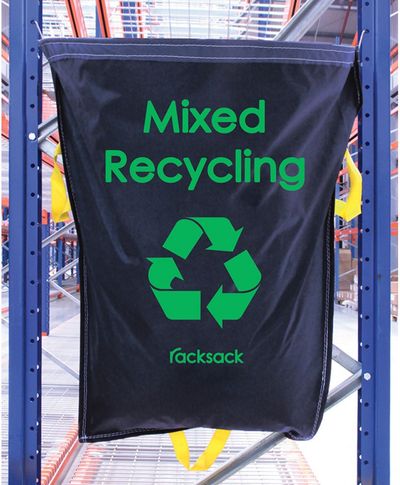 Racksack Hard-wearing and Re-usable Mixed Recycling Sack 160 Litre Capacity Blue With Green Text (each) - RSB1/MR