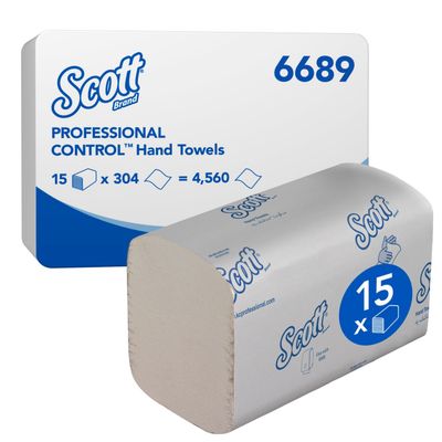 Scott Control 1-Ply Hand Towels Interfold 304 Sheets White (Pack of 15) 6689