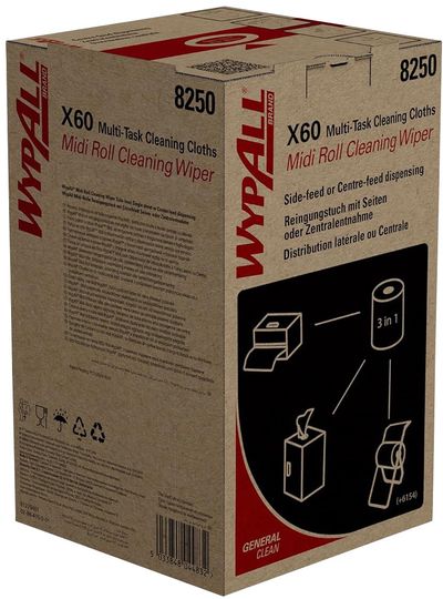 Wypall X60 General Clean Midi Roll Wiper Blue 8250