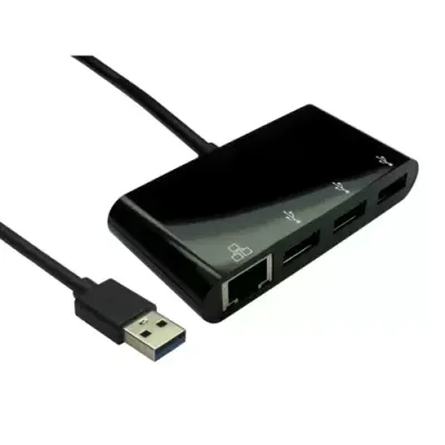 Cables Direct USB3-ETHGHUB-BK laptop dock/port replicator USB 3.2 Gen 1 (3.1 Gen 1) Type-A Black - Thumbnail 2