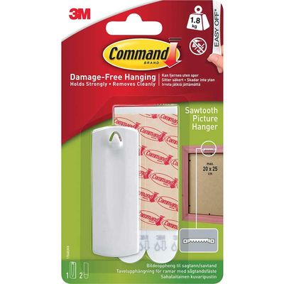 Command Adhesive Strip Sawtooth Picture Hanger White Pack of 1