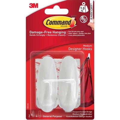 Command Adhesive Strip Designer Hook White M Pack of 2