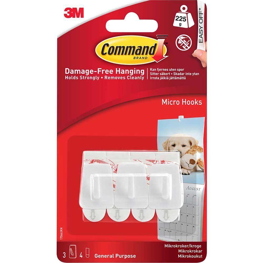 Command Adhesive Strip Micro Hooks White Pack of 3 - Image 1
