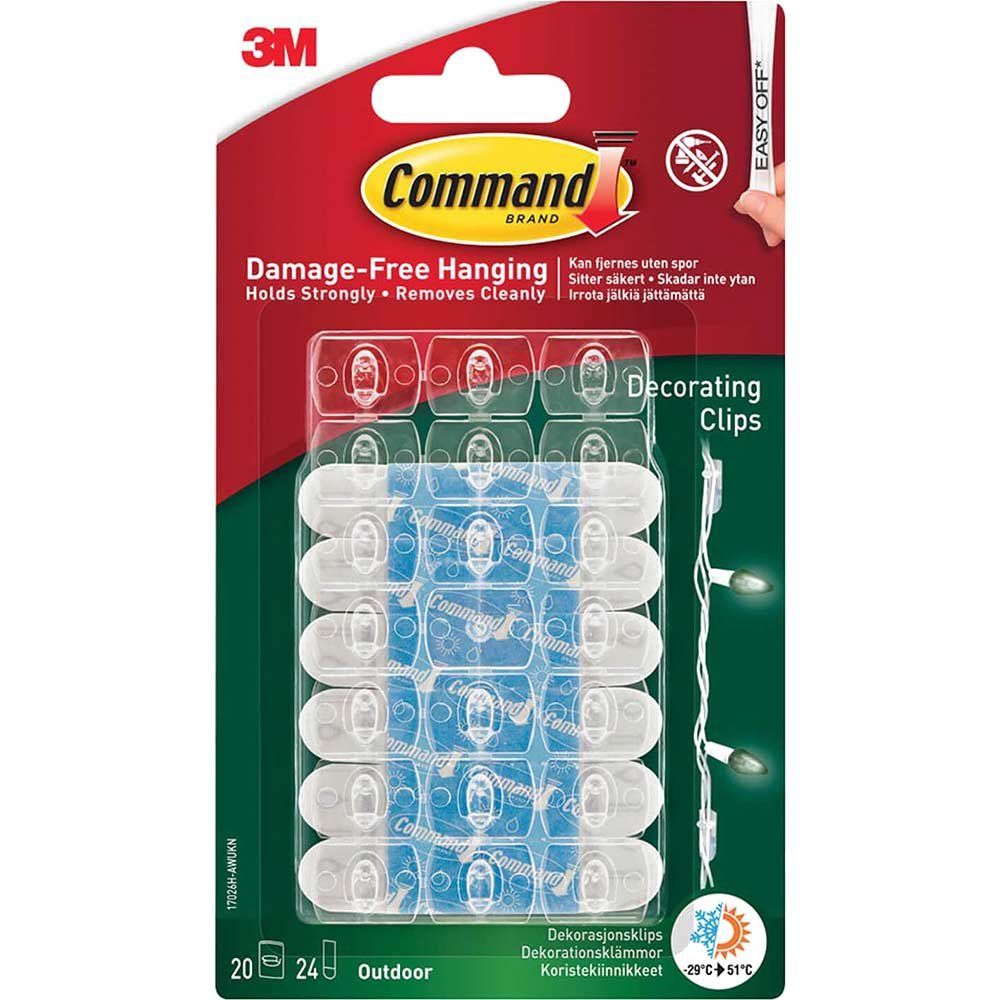 Command Adhesive Strip Outdoor Decorating Clips Clear Pack of 20 - Image 1