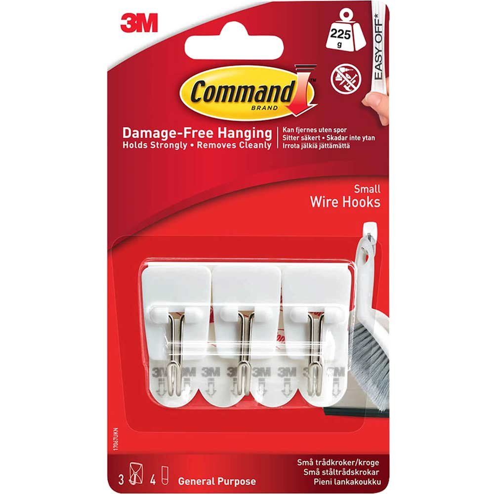 Command Adhesive Strip Wire Hooks White S Pack of 3 - Image 1