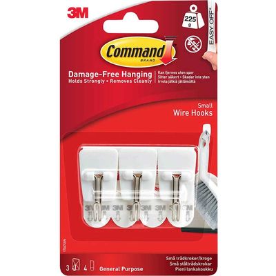 Command Adhesive Strip Wire Hooks White S Pack of 3