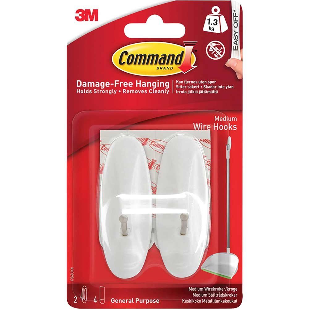 Command Adhesive Strip Wire Hooks White M Pack of 2 - Image 1