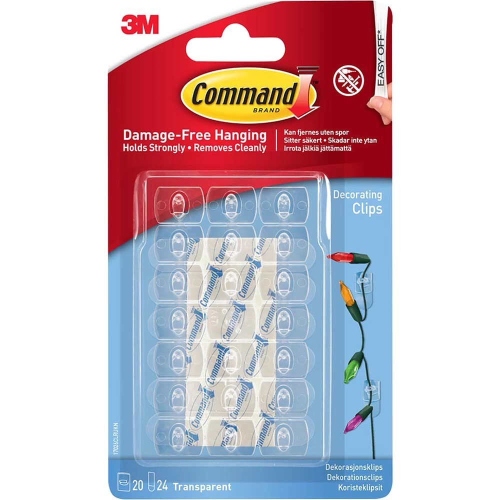 Command Adhesive Strip Decorating Clips Clear Pack of 20 - Image 1