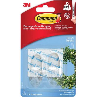 Command Adhesive Strip Hooks Clear M Pack of 2