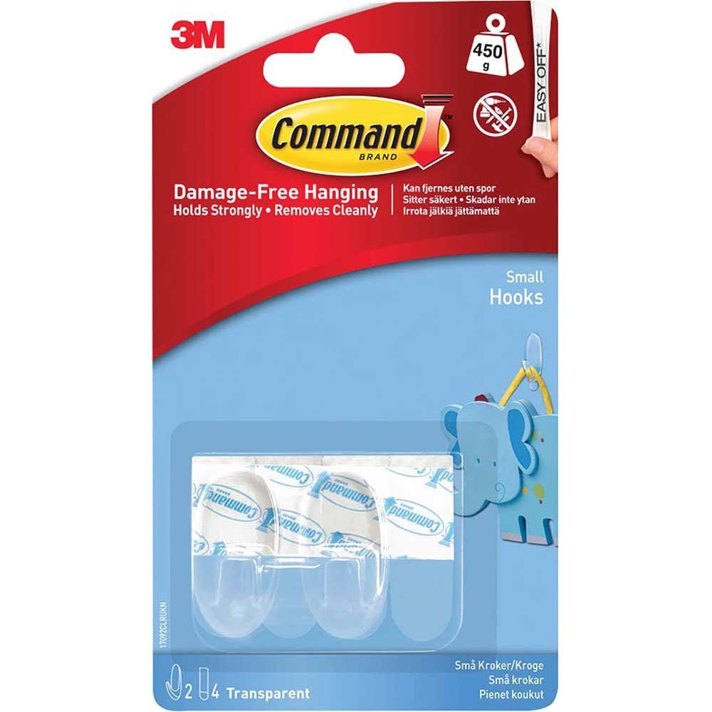 Command Adhesive Strip Hooks Clear S Pack of 2 - Image 1