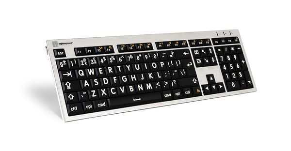 Logickeyboard LKB-LPRNTWB-CWMU-UK keyboard Office USB QWERTY UK English Black Silver White - Thumbnail 2