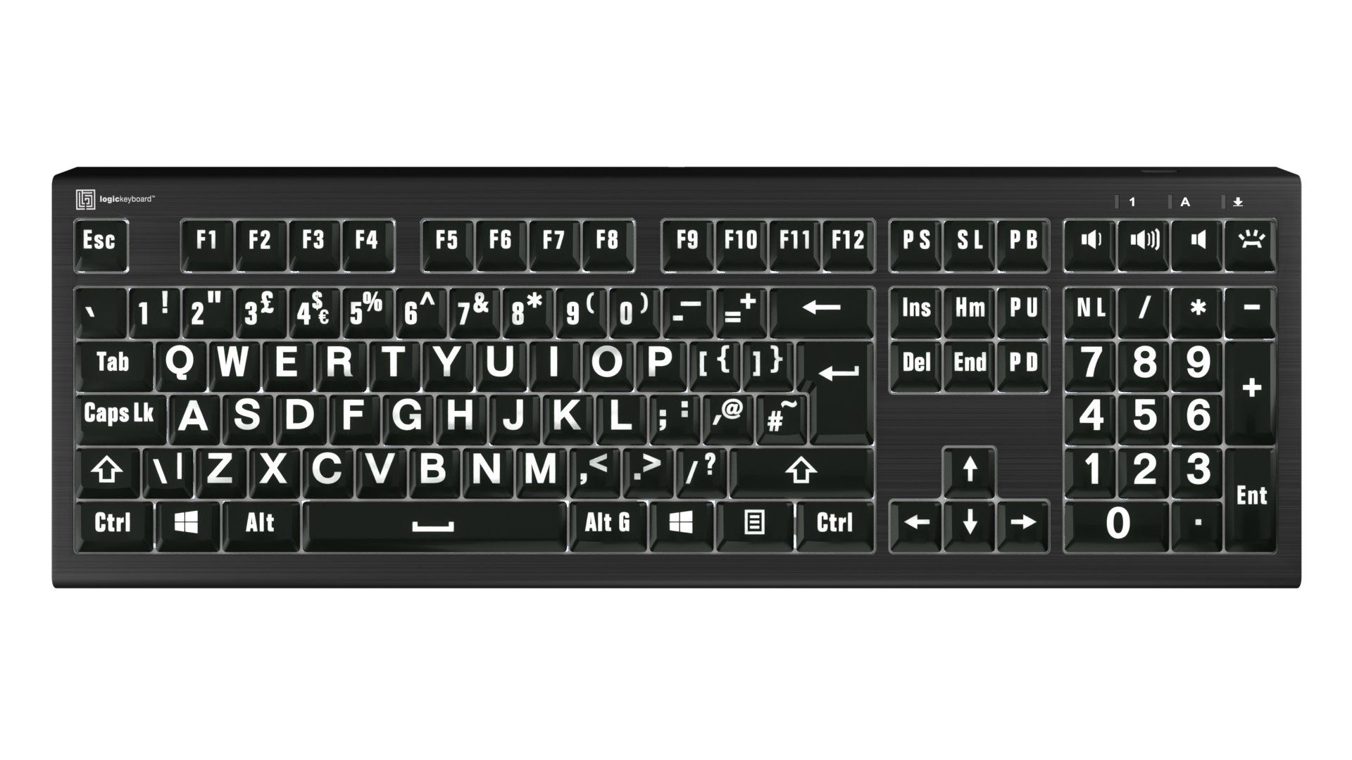 Logickeyboard LKB-LPWB-A2PC-UK keyboard Office USB QWERTY English Black White - Image 1